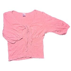 No Boundaries XXL Pink Tie‎ Front Top Ruched Blouse Sustainable Recycled